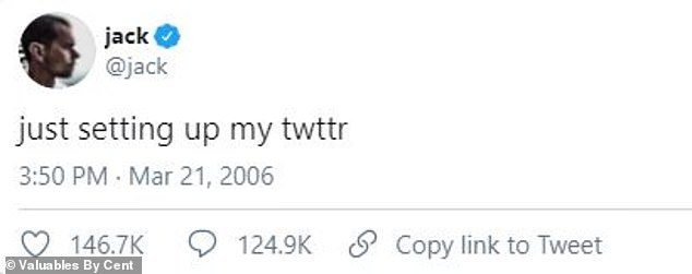 Dorsey zamieścił swój pierwszy popularny post (na zdjęciu) 21 marca 2006 r. na platformie o nazwie Valuables, która licytuje tweety jako NFT.