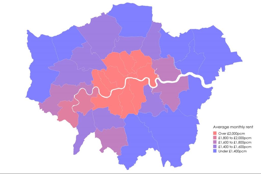 Wynajem w Londynie: koszt wynajmu mieszkania w każdym rejonie Londynu