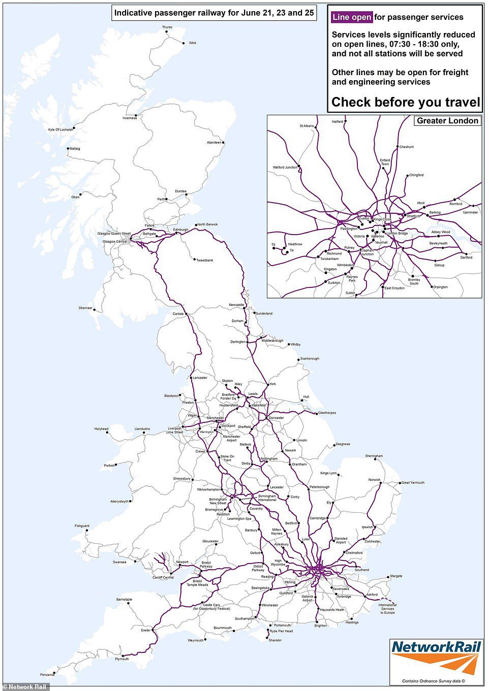 Network Rail nie opublikowało jeszcze mapy usług 27 lipca – ale tak właśnie było przed strajkiem RMT w zeszłym miesiącu