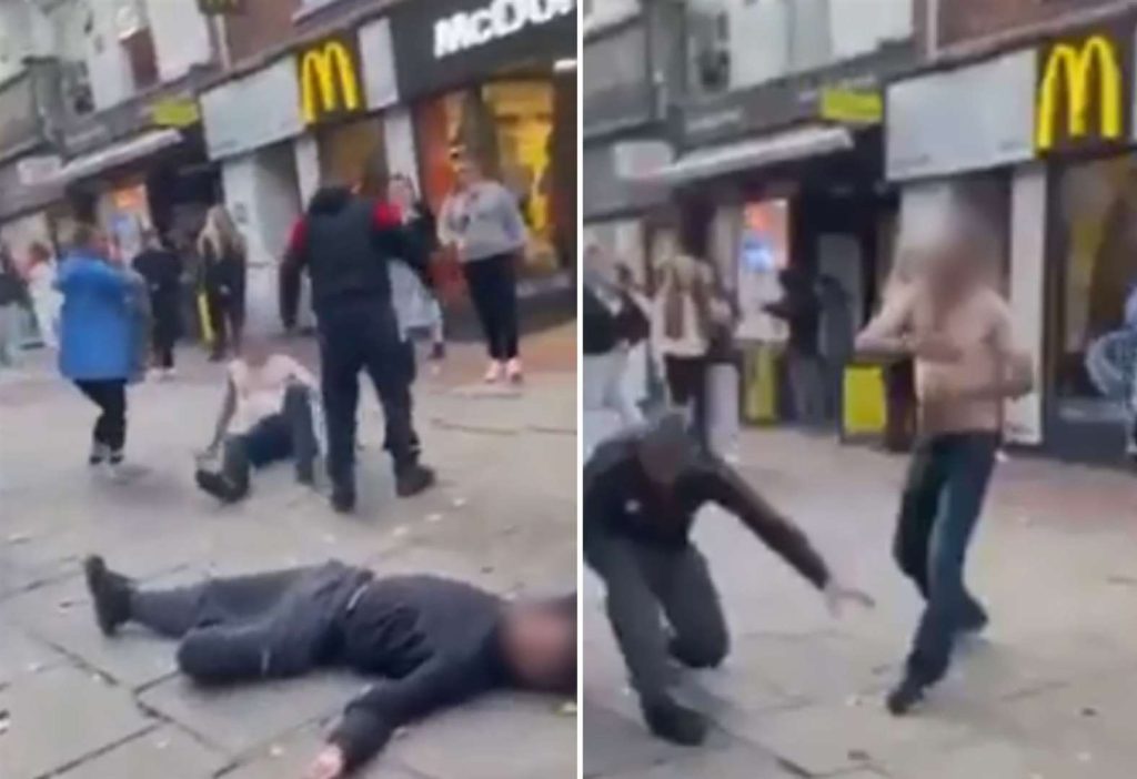Walka McDonald's w Ashford stała się popularna, gdy trzech mężczyzn upadło na ziemię podczas ataku na Main Street