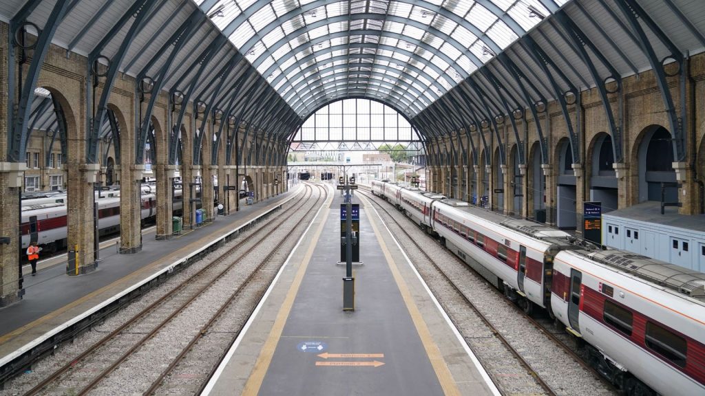 Empty platforms at King's Cross railway station in London. Rail services have been severely disrupted as members of the Transport Salaried Staffs Association (TSSA) and the Rail, Maritime and Transport (RMT) union strike in a continuing row over pay, jobs and conditions. Picture date: Saturday August 20, 2022.